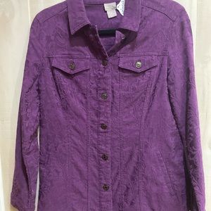 Chicos small purple paisley denim Jean jacket